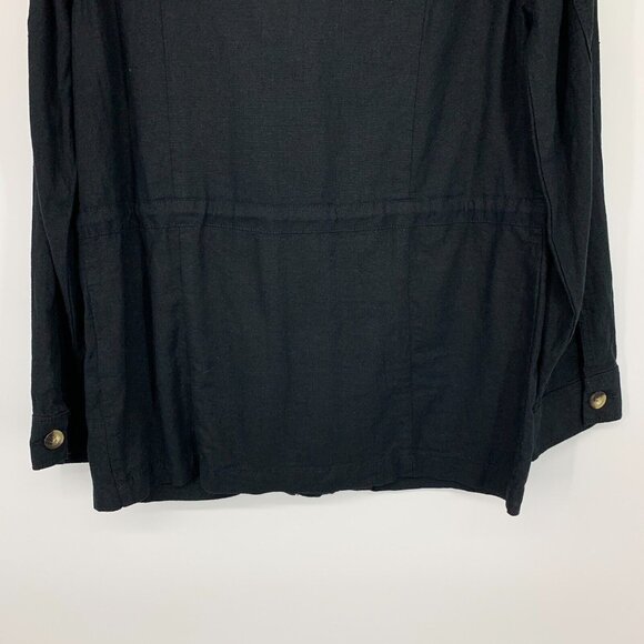Market & Spruce Jacket Cara Black Linen Blend Button Zip - Picture 11 of 12